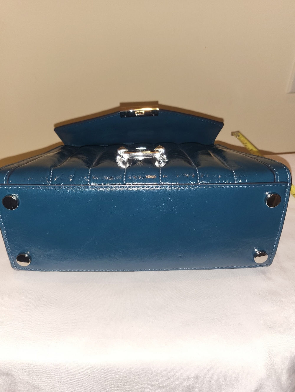 Michael Kors Blue Quilted Patent Top-Handle Satchel NWT - Picture 7 of 8
